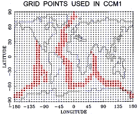 Fig. 1, Grid Points used in CCM1